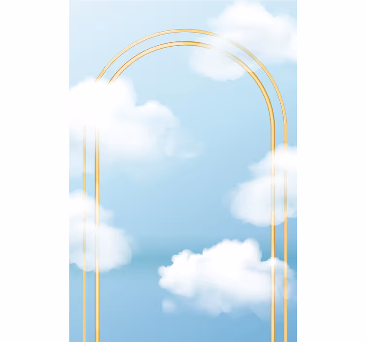 Estor enrollable nubes patrón de arco dorado - TenVinilo
