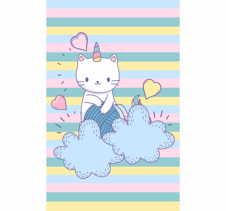 Estor infantil Gato unicornio en las nubes - TenVinilo