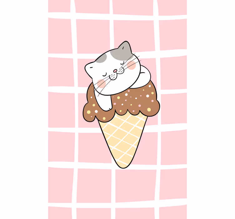 Estor enrollable animales gato en cono de helado - TenVinilo