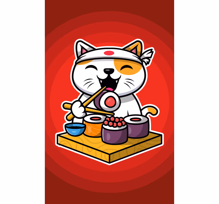 Estor enrollable animales sushi de gato feliz - TenVinilo