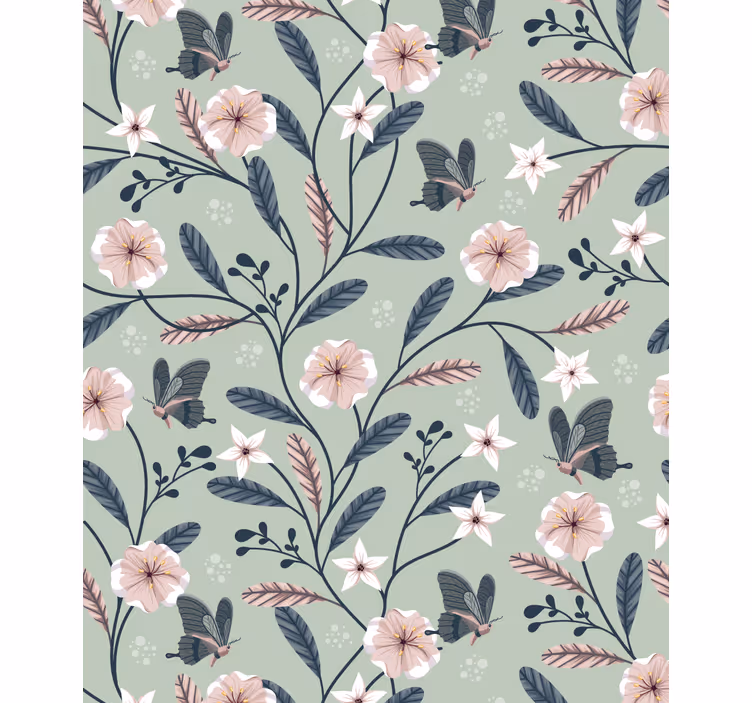 Estores enrollable flores patrones florales de mariposas - TenVinilo