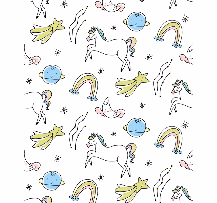 Estor enrollable infantil unicornios blancos y estrellas - TenVinilo