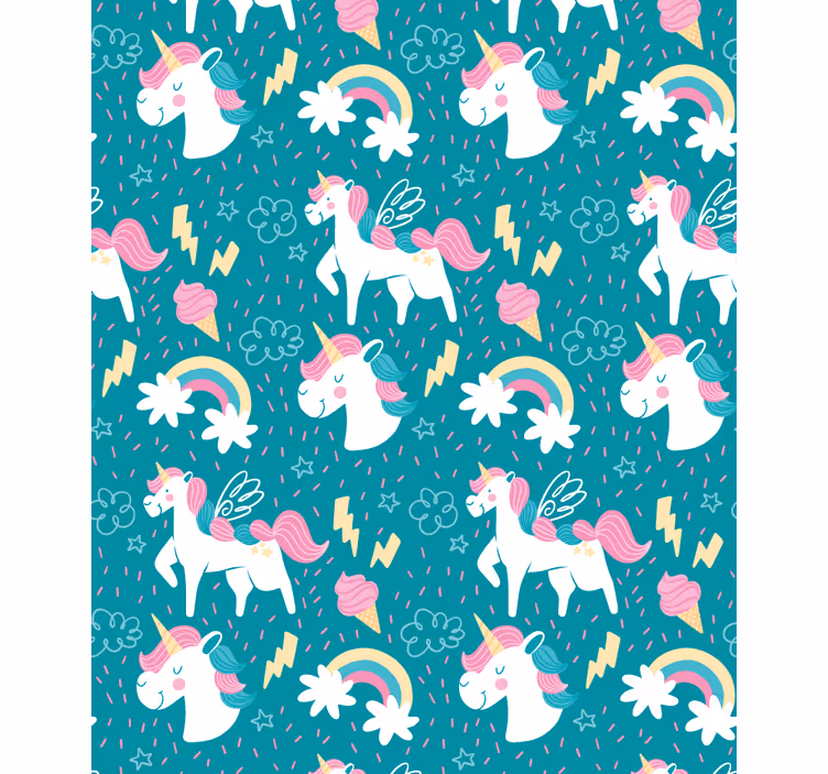 Estor enrollable infantil patrón de unicornio azul - TenVinilo