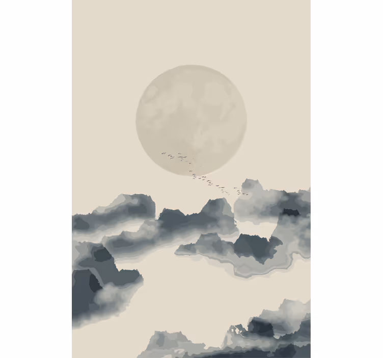 Estor enrollable moderno paisaje nublado a la luna - TenVinilo