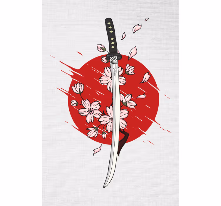 Estor enrollable dibujo flores de espada samurái - TenVinilo
