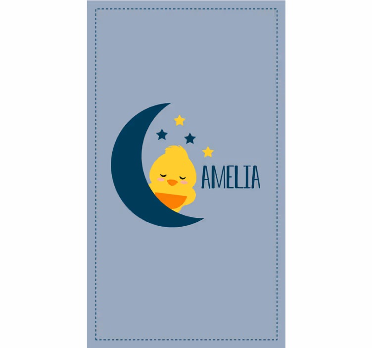 Estor enrollable infantil pollito luna con nombre - TenVinilo