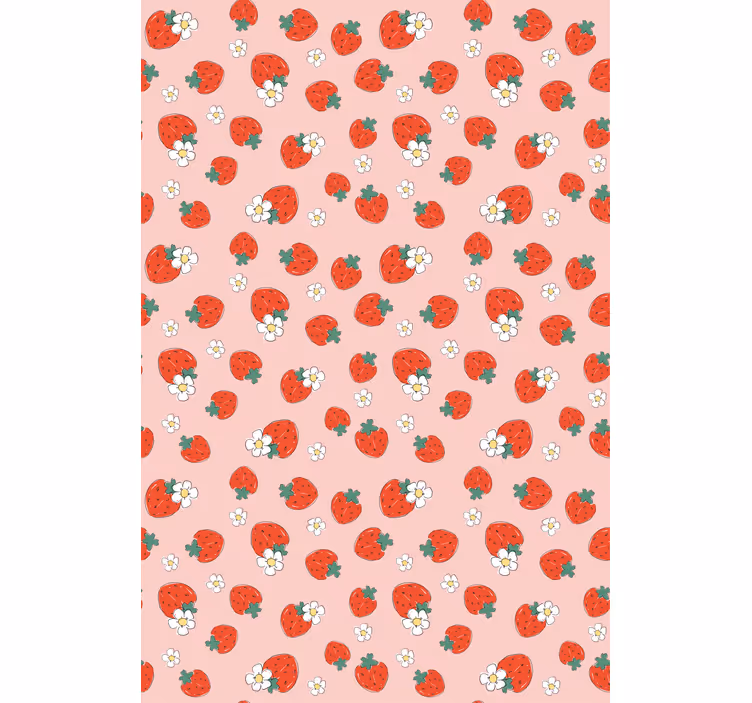 Estores enrollable frutas patrón de fresa con flores - TenVinilo