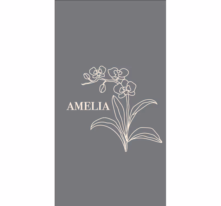 Estores enrollable flores elegante diseño gris con nombre. - TenVinilo
