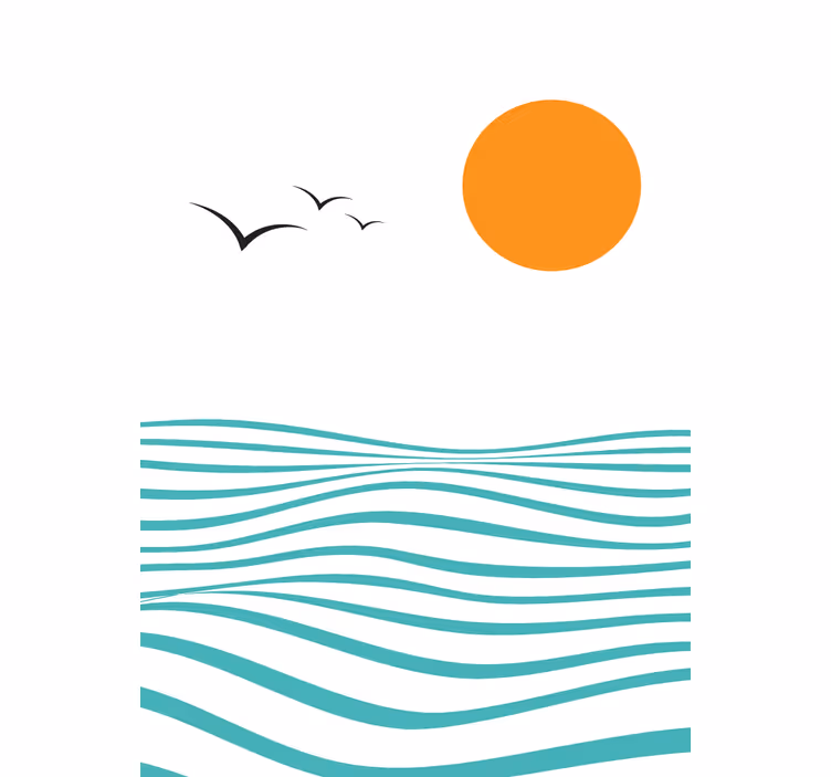 Estor enrollable moderno puesta de sol con olas - TenVinilo