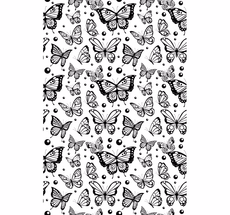 Estor enrollable mariposas revoloteando en blanco y negro - TenVinilo