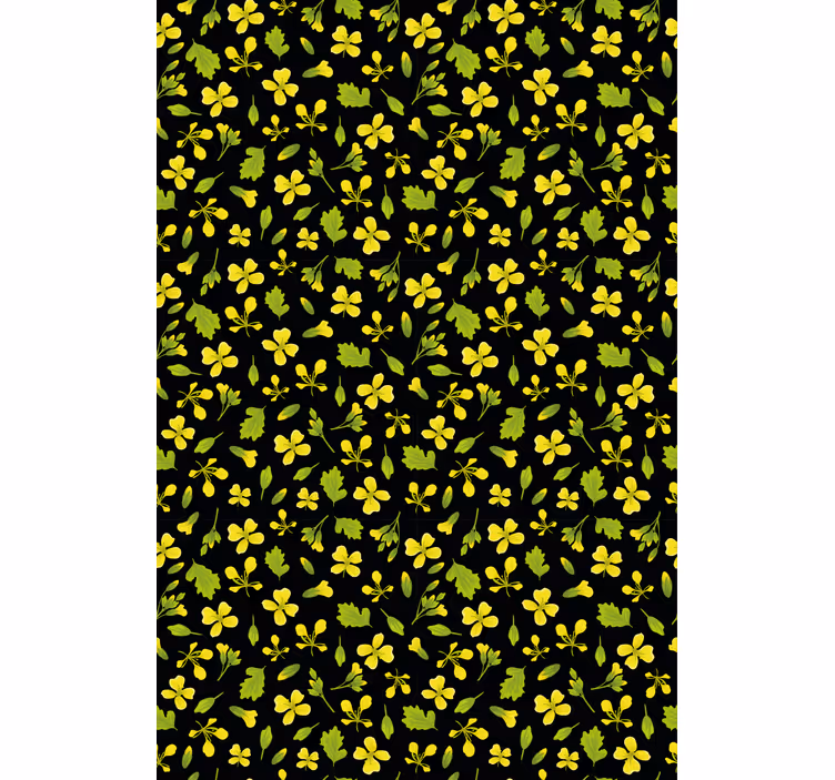 Estores enrollable flores patrón amarillo y negro - TenVinilo