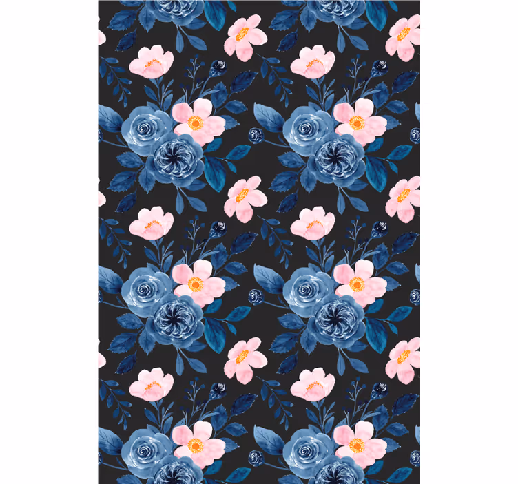 Estor enrollable flores motivo floral azul - TenVinilo