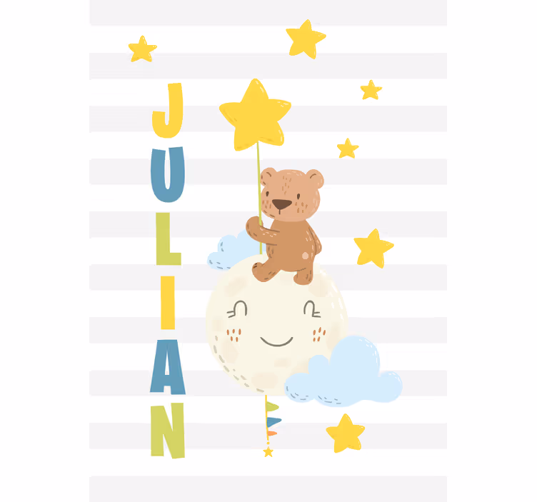 Estor enrollable infantil oso con estrella y nombre - TenVinilo