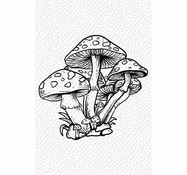 Estor enrollable árboles silueta de grupo de hongos - TenVinilo