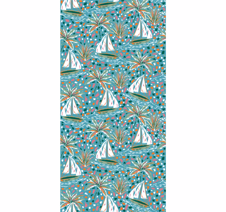 Estor estampado floral barcos de vela y palmeras - TenVinilo