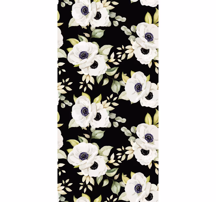 Estor estampado floral elegantes flores blancas - TenVinilo