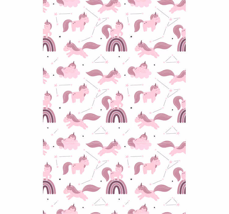 Estor enrollable infantil unicornios rosas y arcos - TenVinilo