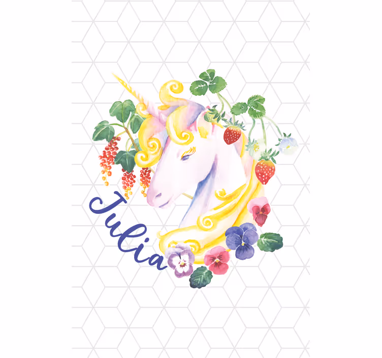 Estor enrollable infantil unicornio floral con nombre - TenVinilo