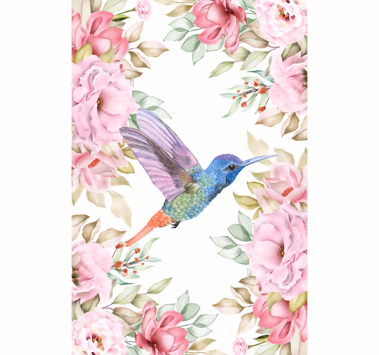 Estores enrollable flores colibrí entre rosas - TenVinilo