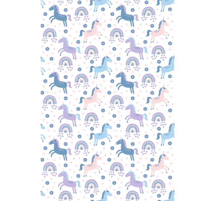 Estor enrollable infantil unicornios azules y arcoíris - TenVinilo