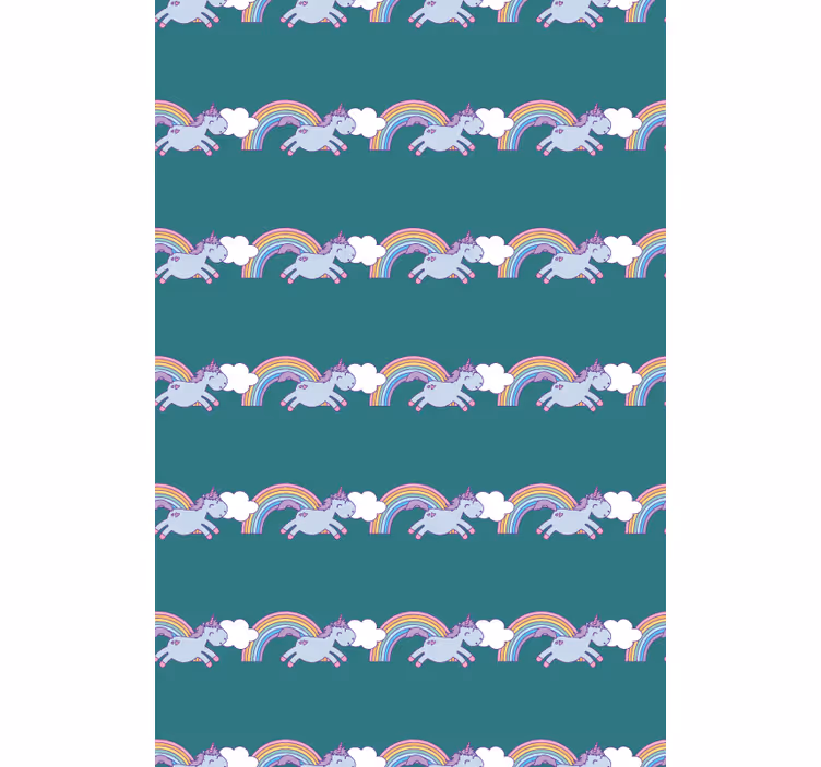 Estor enrollable infantil unicornios y arcoíris corriendo - TenVinilo