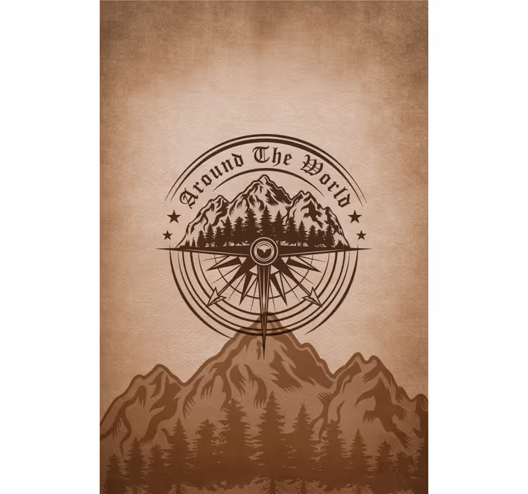Estor enrollable salón diseño de brújula de montaña - TenVinilo