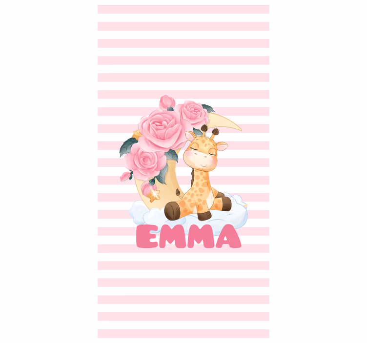 Estor enrollable personalizable jirafa con rosas - TenVinilo