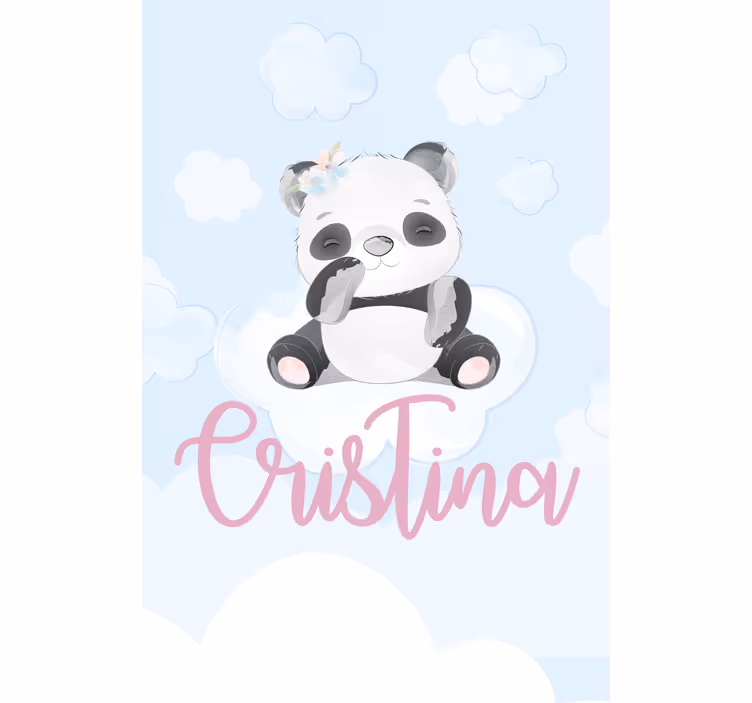 Estor enrollable infantil bebé panda sentado con nombre - TenVinilo