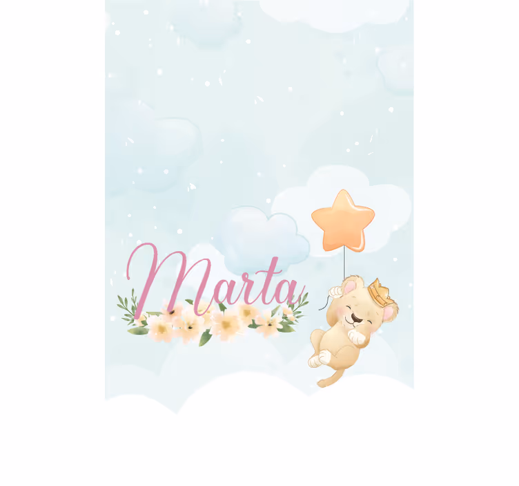 Estor enrollable para bebé bby león con estrella y nombre - TenVinilo