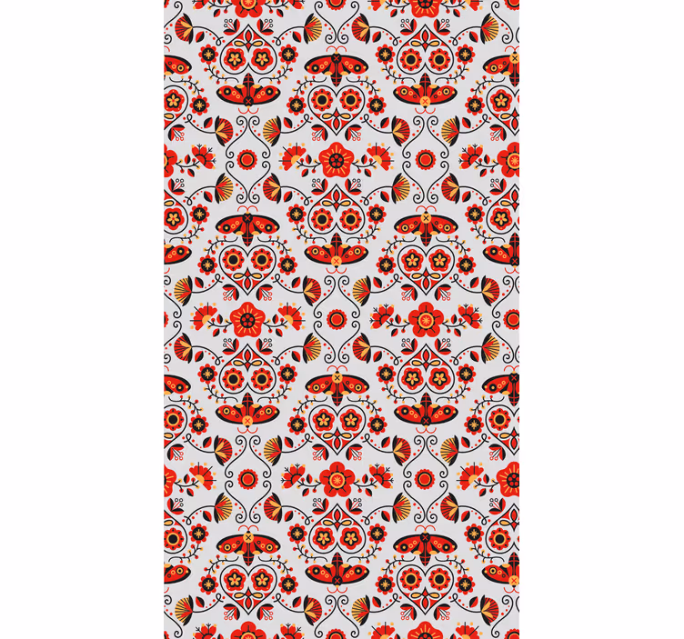 Estor estampado floral patrón rojo polaco - TenVinilo