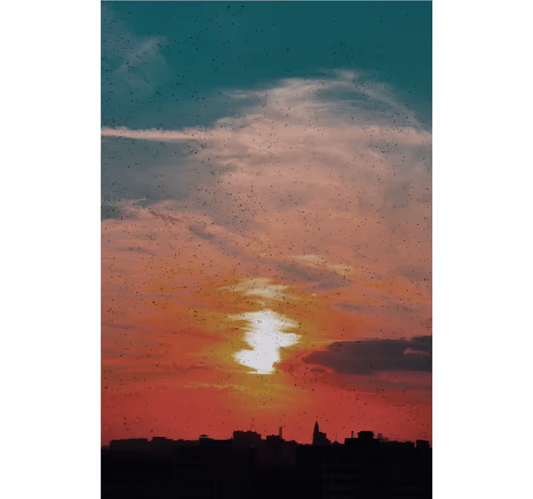 Estor enrollable nubes puesta de sol sobre la ciudad - TenVinilo