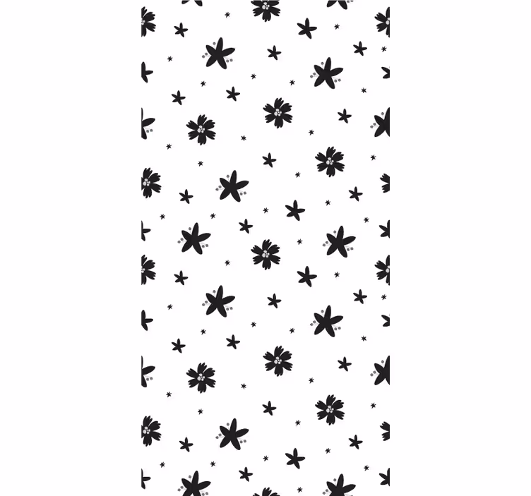 Estor estampado floral diseño en blanco y negro - TenVinilo