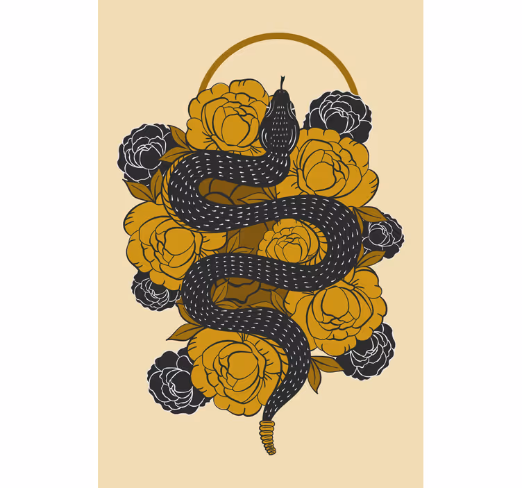 Estor enrollable animales serpiente entre flores - TenVinilo