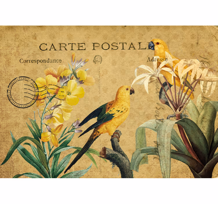 Estores enrollable flores pájaro vintage floral - TenVinilo