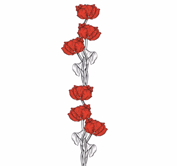 Estor enrollable flores flores rojas elegantes - TenVinilo