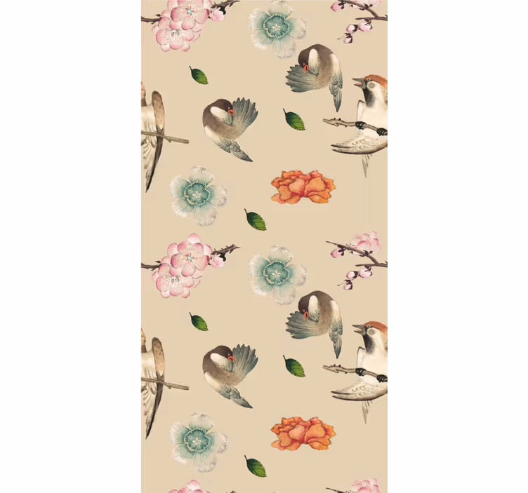 Estores enrollable flores diseño aviar beige - TenVinilo