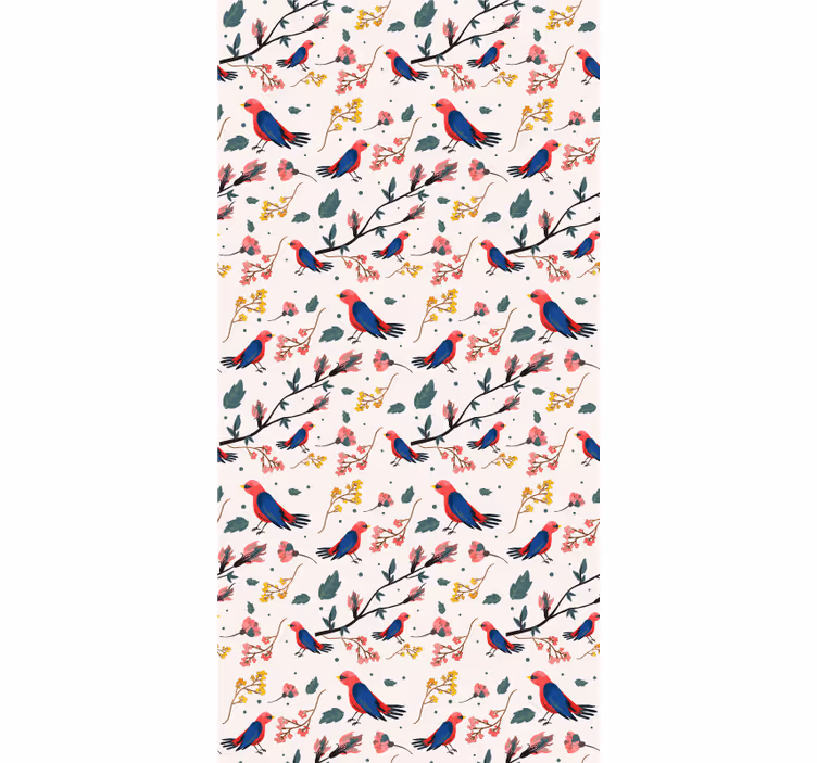Estores enrollable flores patrones de aves vibrantes - TenVinilo