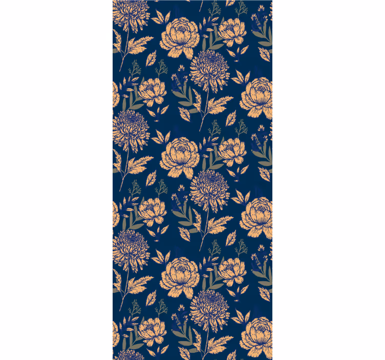 Estor estampado floral patrón elegante azul marino - TenVinilo