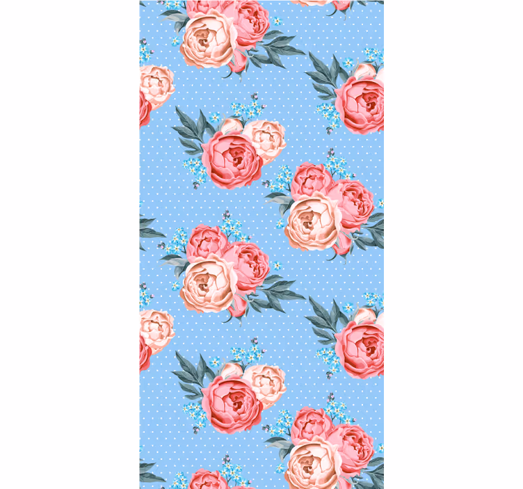 Estor estampado floral rosas rosas azules en flor - TenVinilo