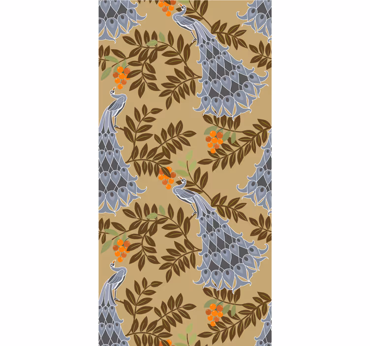 Estor estampado floral elegante diseño de pavo real - TenVinilo
