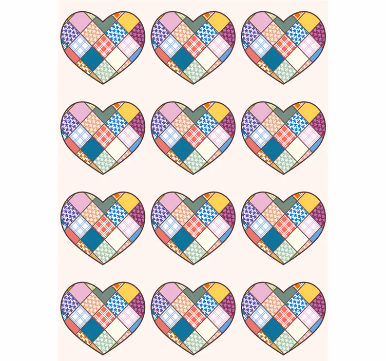 Estor enrollable románticos corazones de parchwork coloridos - TenVinilo