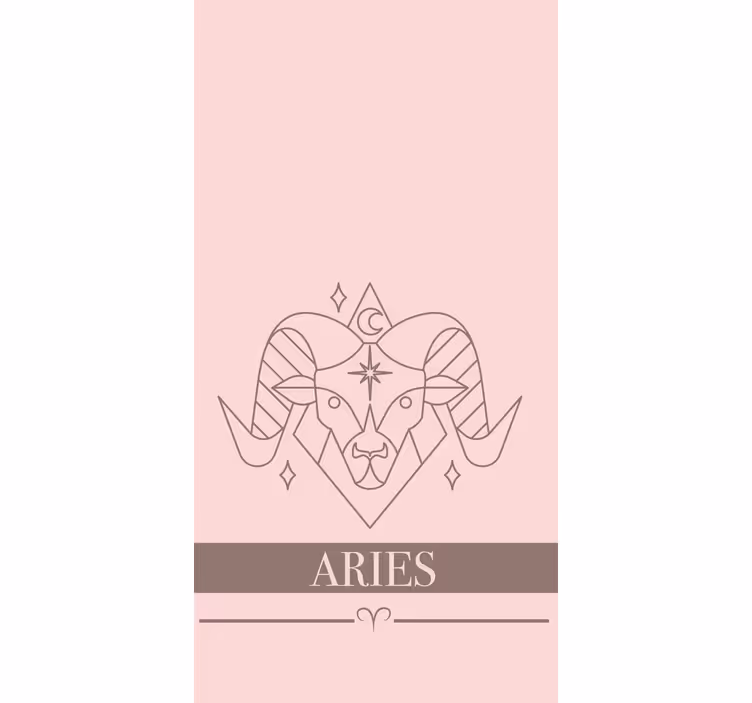 Estor enrollable diseño de tarjeta rosa del signo zodiacal aries - TenVinilo