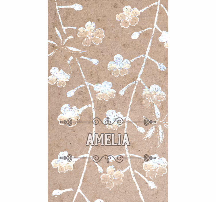 Estor habitación matrimonio diseño floral beige con nombre. - TenVinilo
