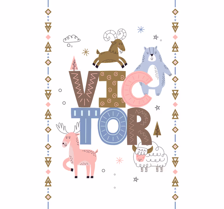 Estor estilo nórdico diseño de animales con nombre - TenVinilo