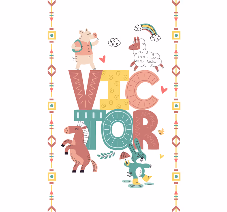 Estor enrollable infantil animales boho con nombre - TenVinilo