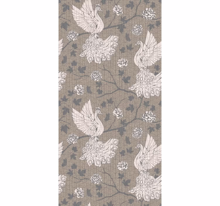 Estor enrollable elegante diseño de cisnes beige - TenVinilo