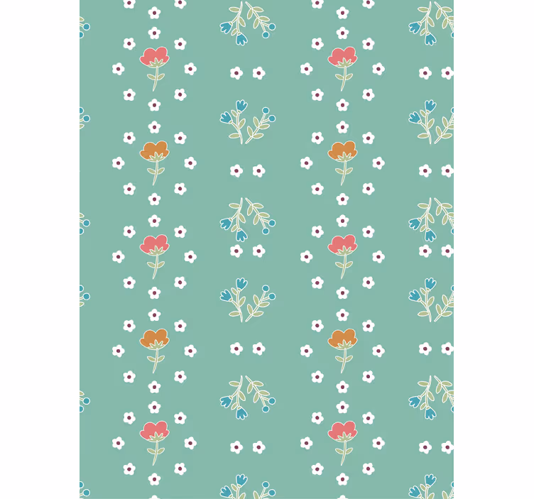 Estor estampado floral composición temática turquesa - TenVinilo