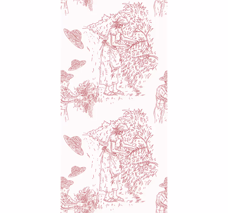 Estor enrollable flores ilustración de escena de cosecha - TenVinilo