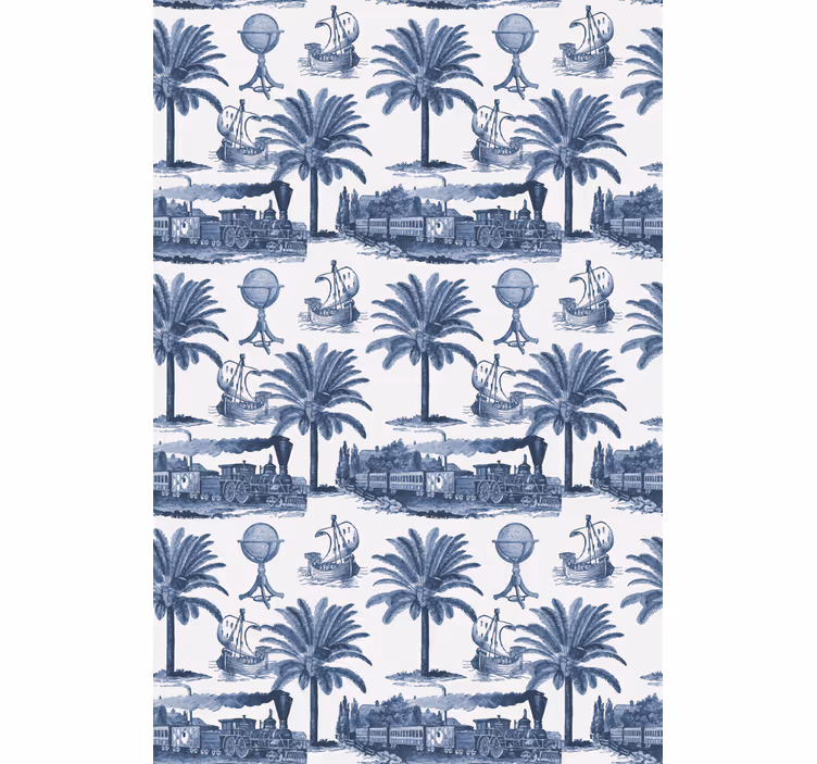 Estor enrollable vintage escena de palmera azul - TenVinilo