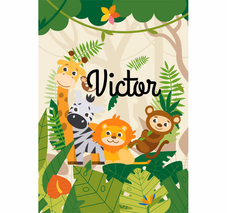Estor habitación infantil animales jungla con nombre - TenVinilo
